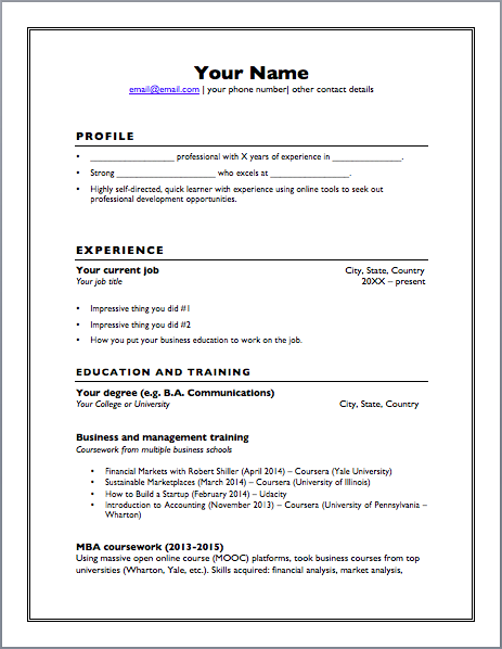 additional coursework on resume science